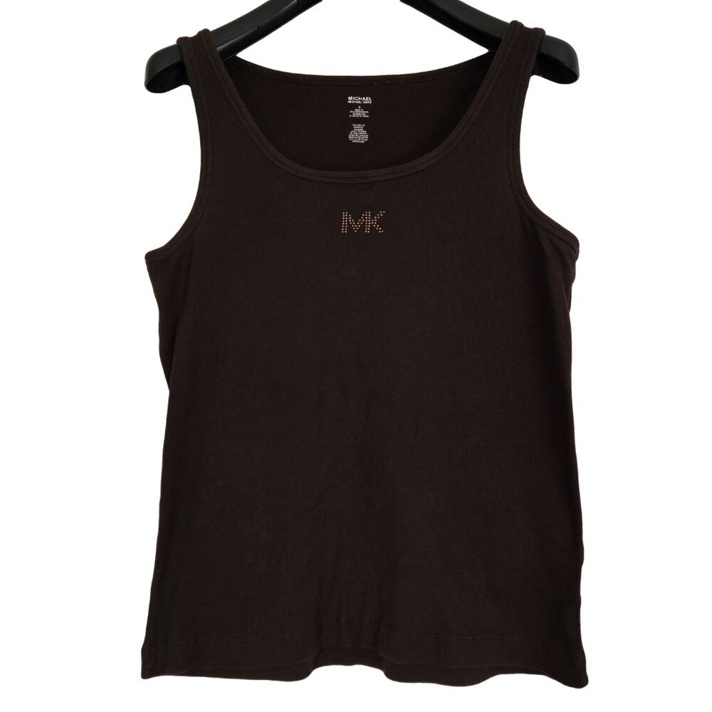 MICHAEL KORS Chocolatge Brown Cotton Ribbed Tank XL